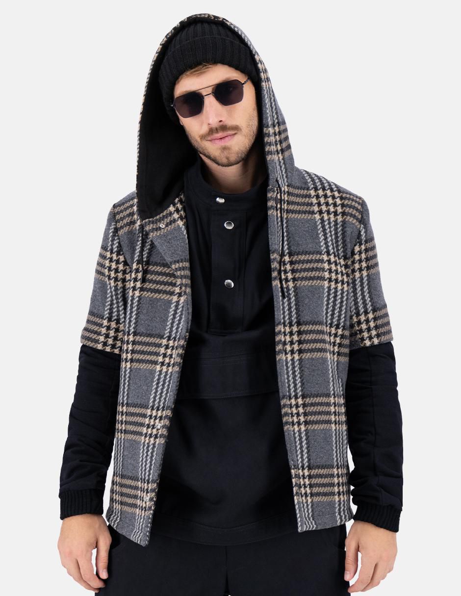 Chamarra casual impermeable capucha y bolsa para hombre 3