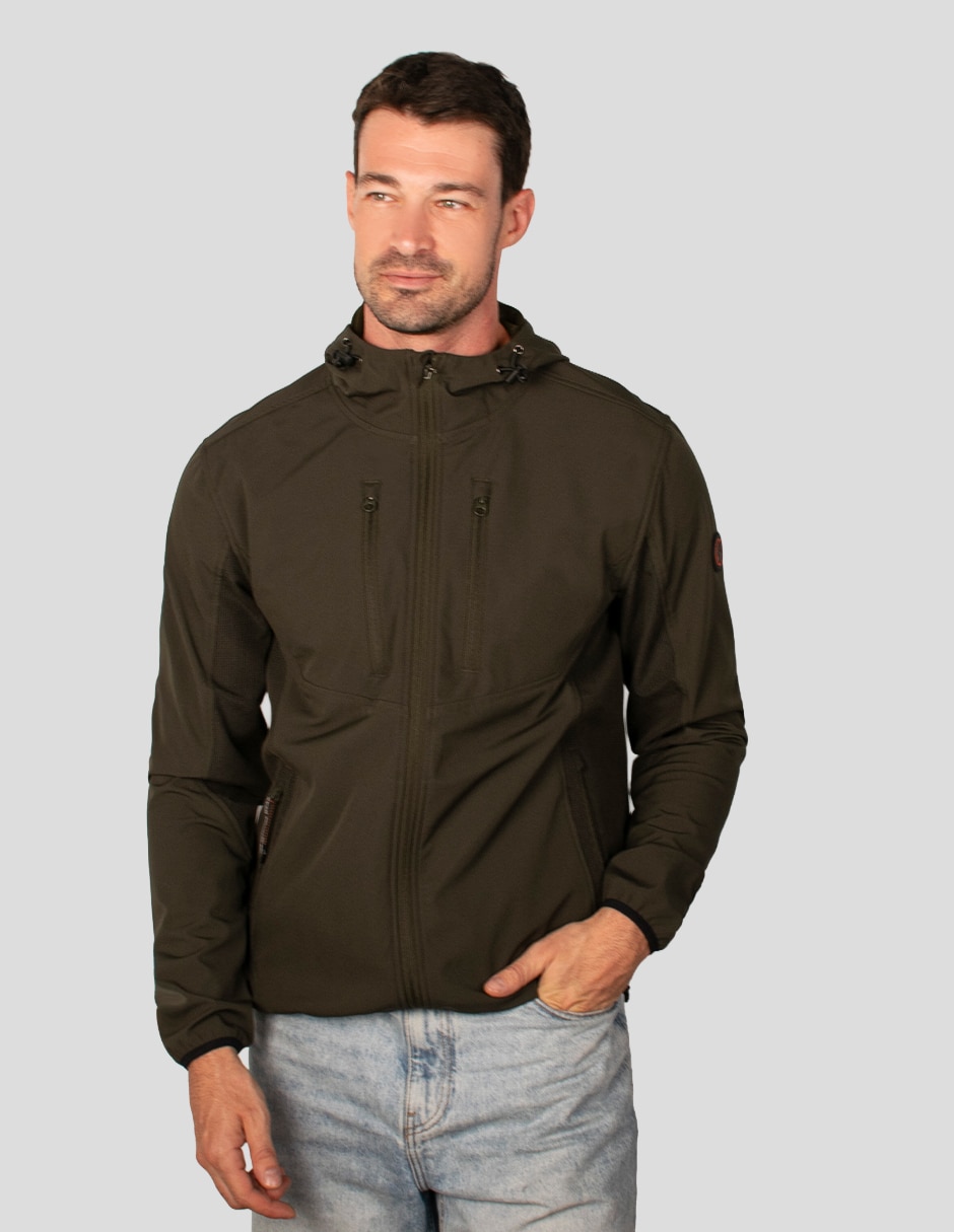 Chamarra casual impermeable con capucha para hombre 1