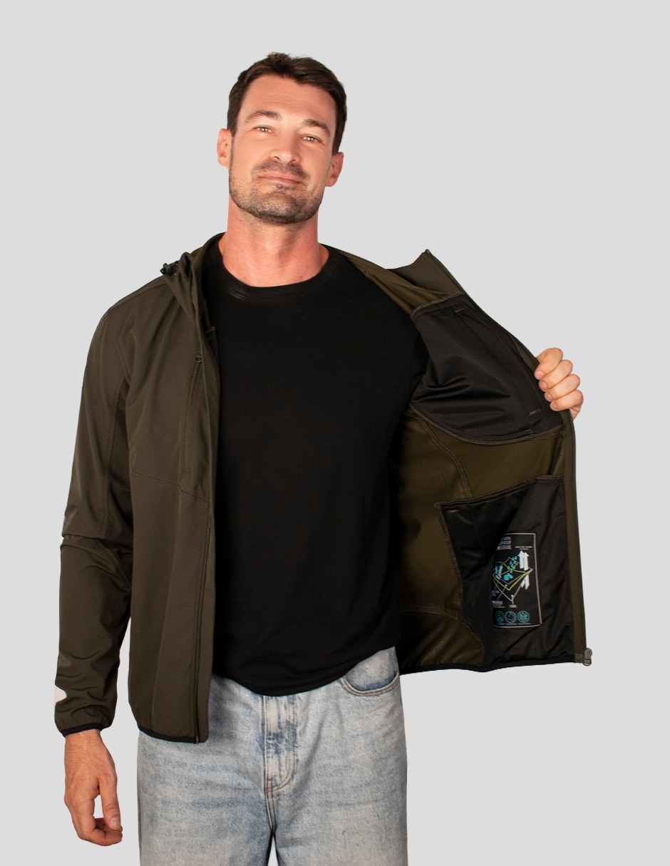 Chamarra casual impermeable con capucha para hombre 4