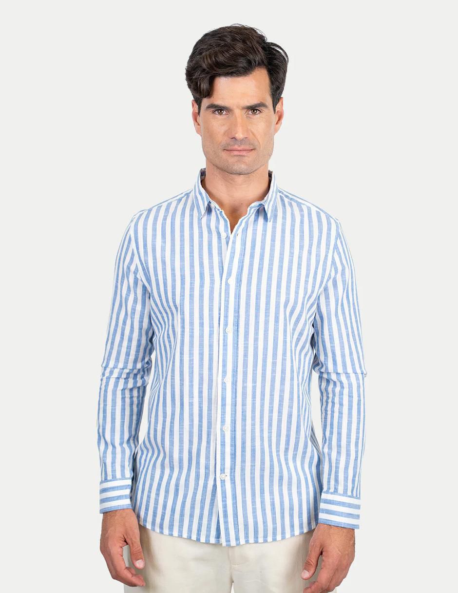 Camisa casual de algodón manga larga para hombre