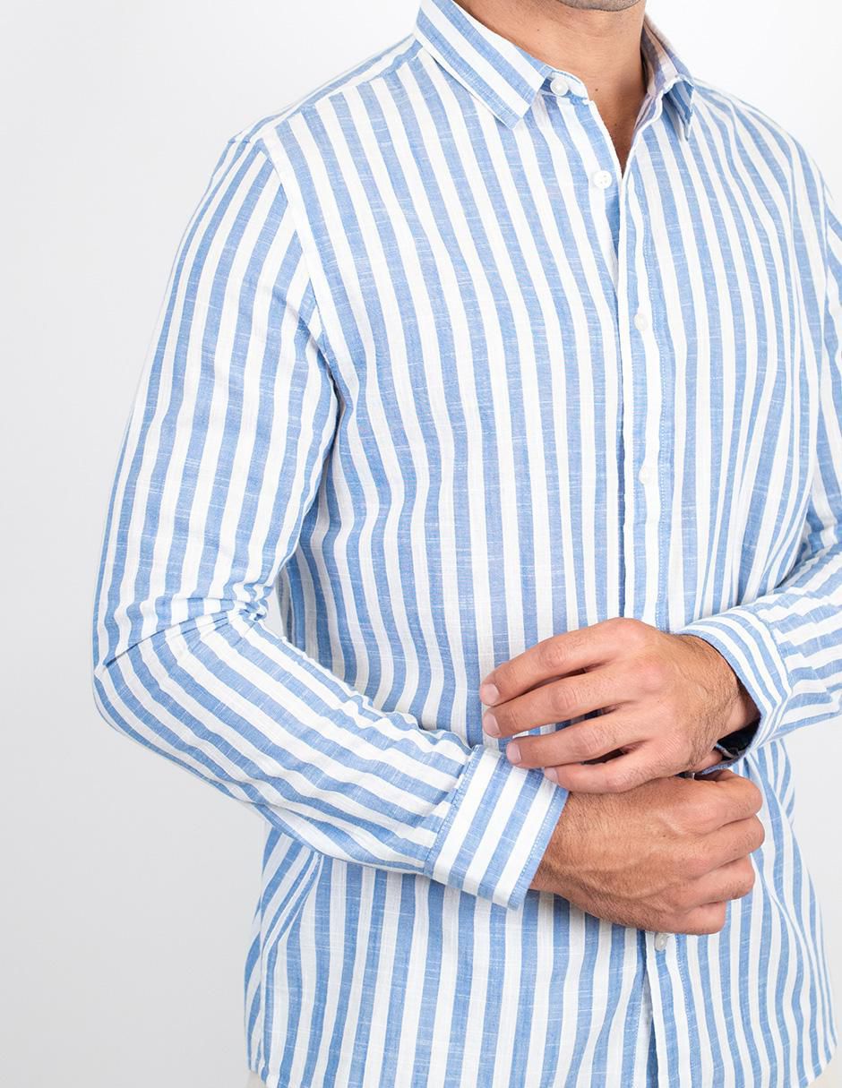 Camisa casual de algodón manga larga para hombre