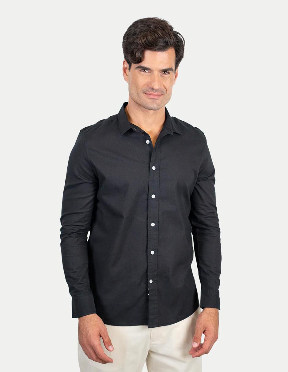 Camisa casual de algodón manga larga para hombre