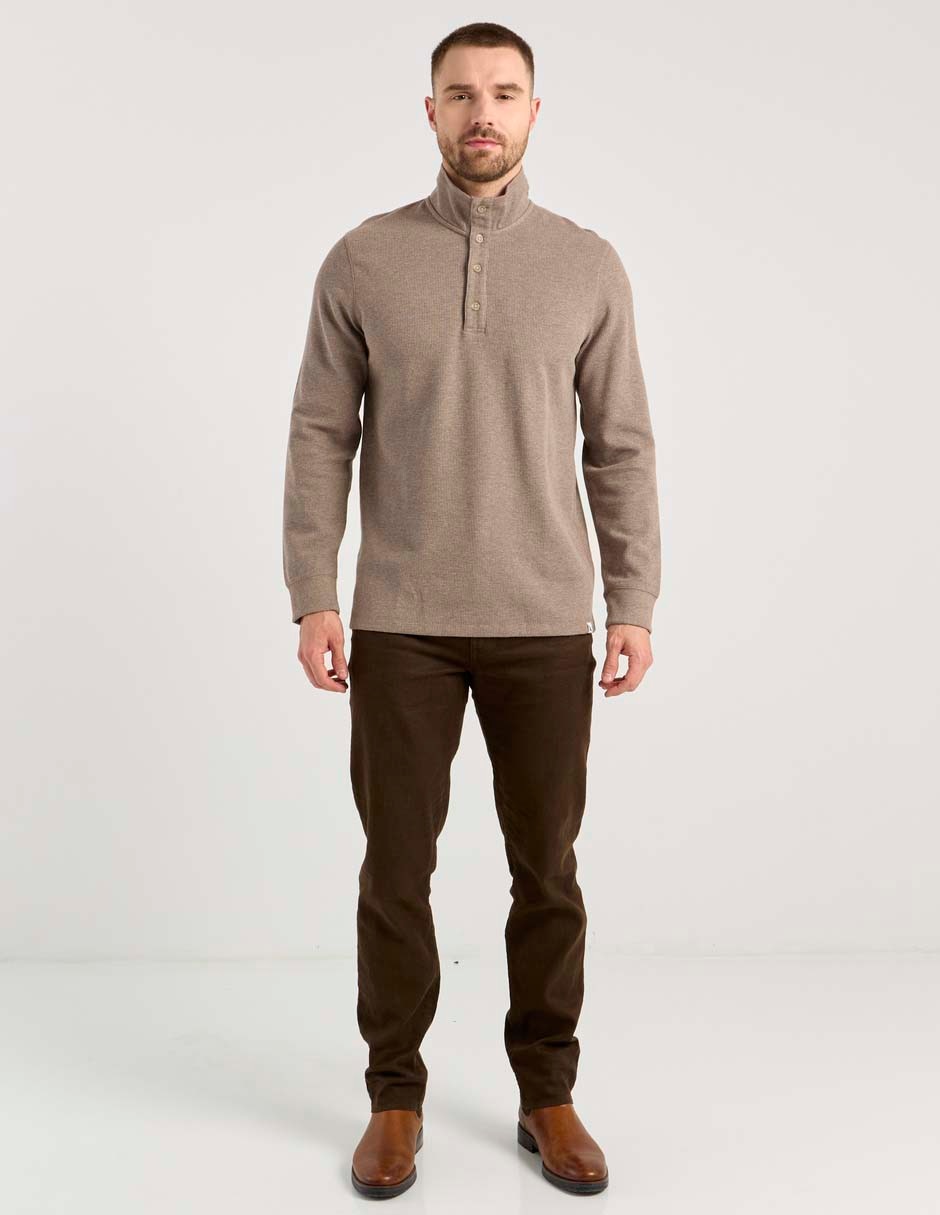 Suéter cuello con botón para hombre 3