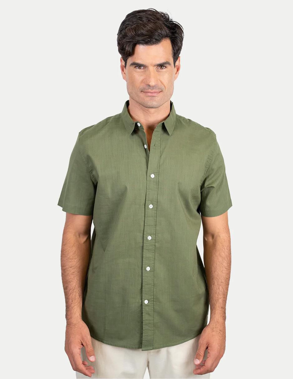 Camisa casual de algodón manga corta para hombre