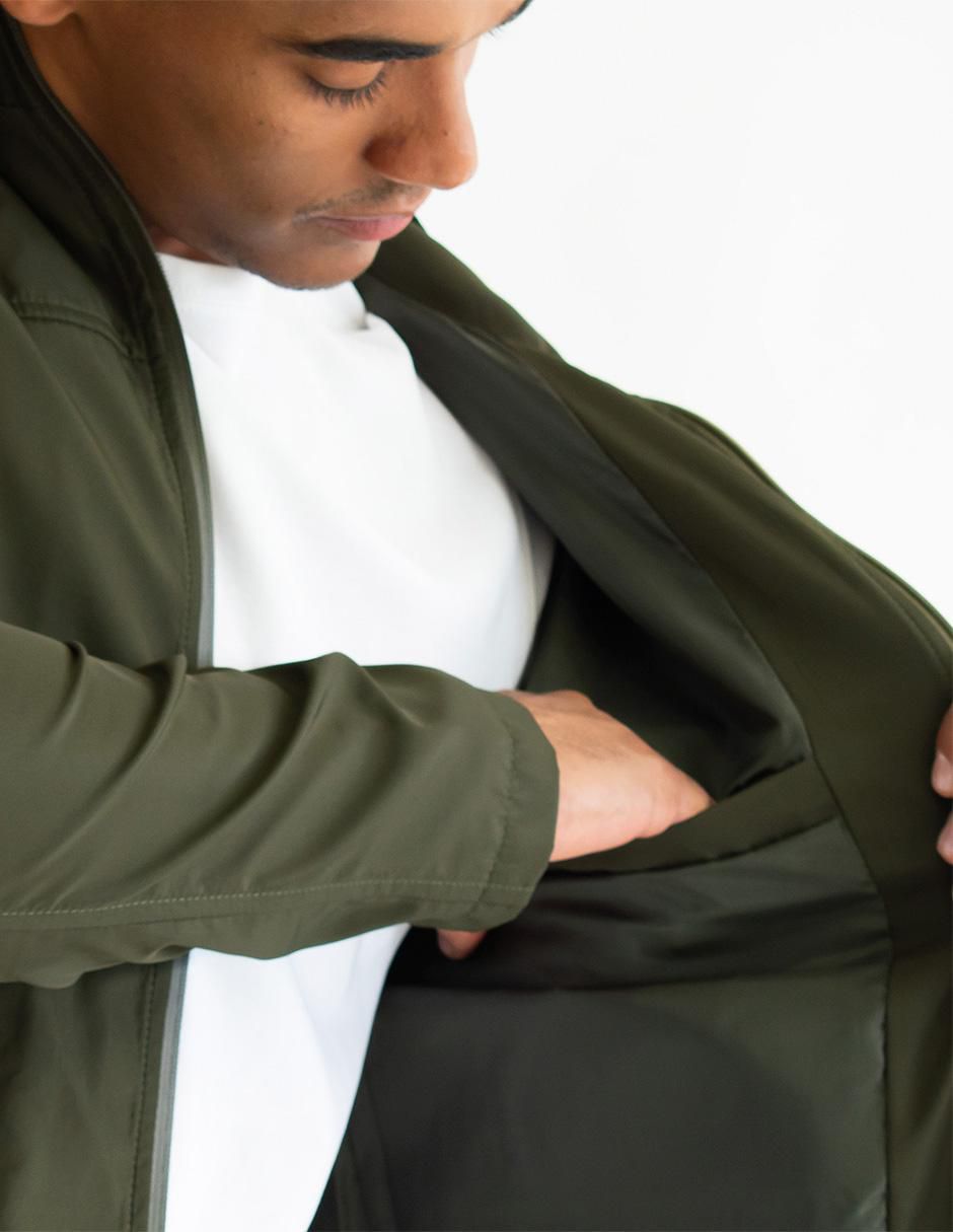 Chamarra casual impermeable con bolsillos para hombre