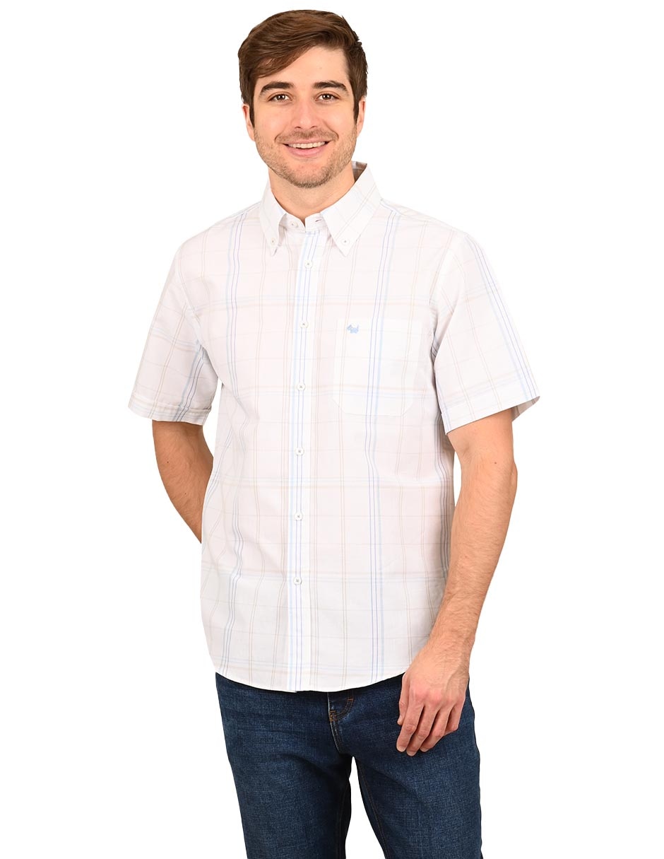 Camisa casual de algodón manga corta para hombre