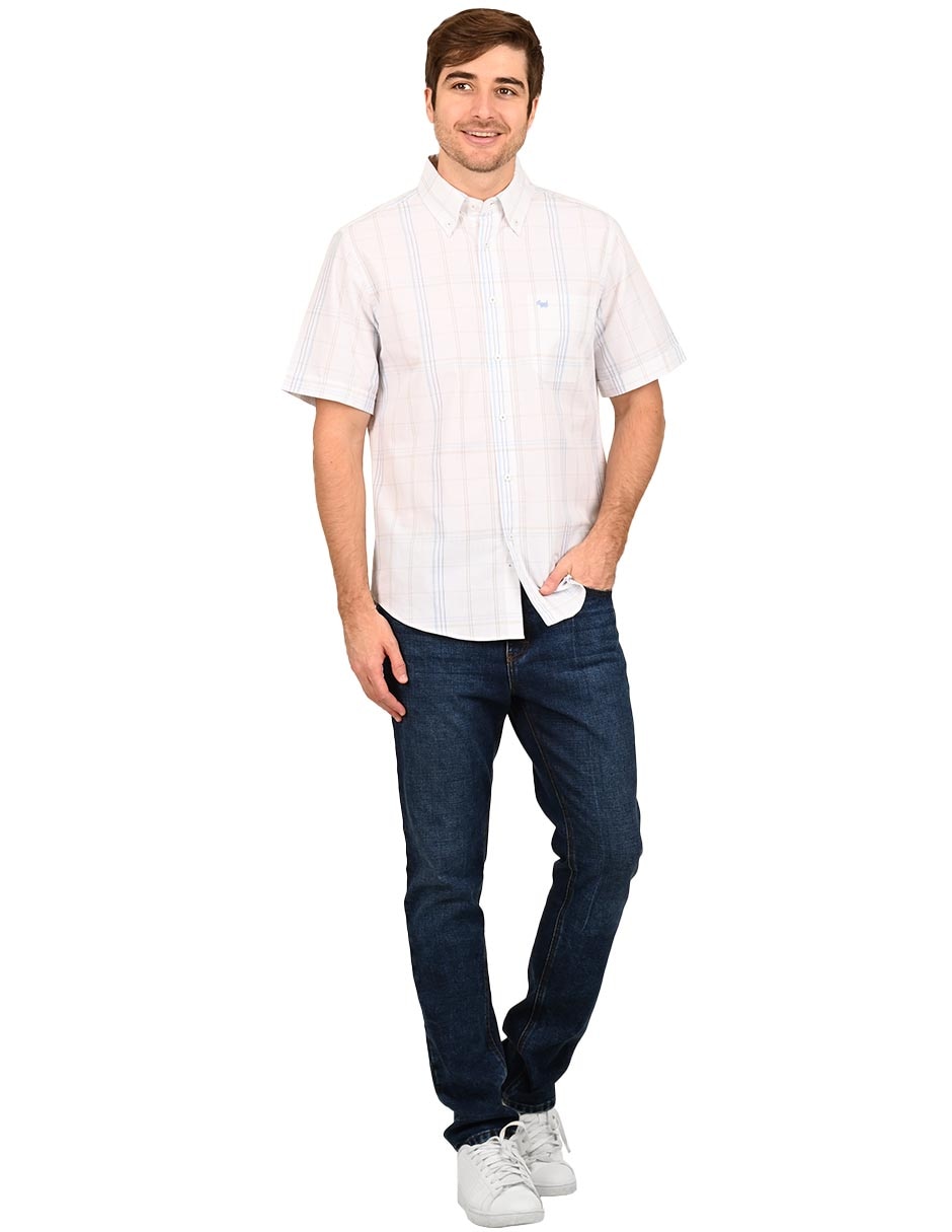 Camisa casual de algodón manga corta para hombre