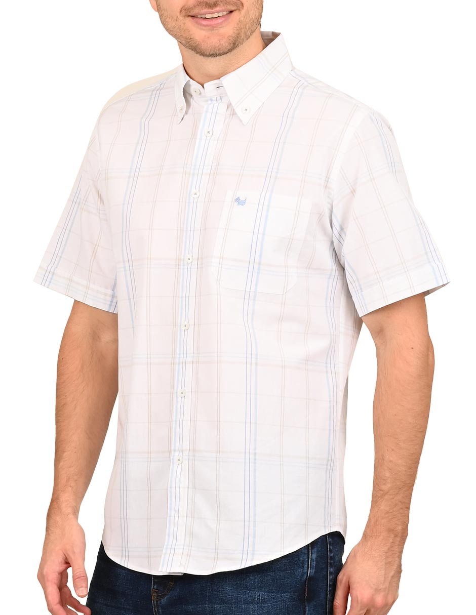 Camisa casual de algodón manga corta para hombre