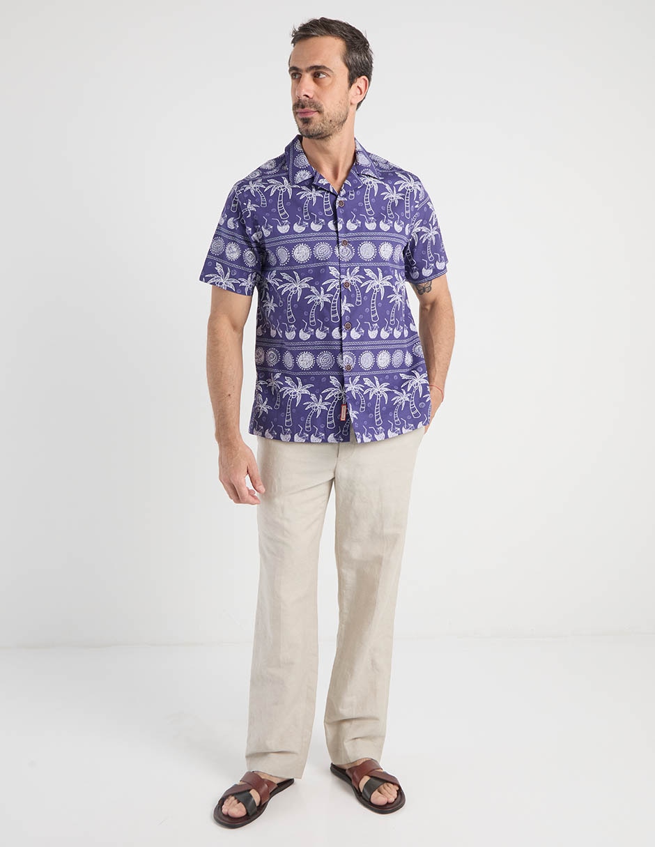 Camisa casual de algodón manga corta para hombre 8