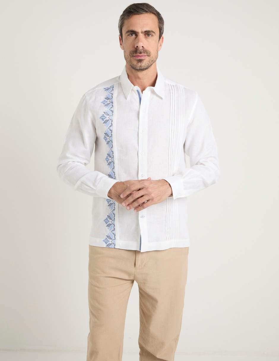 Guayabera manga larga para hombre 7