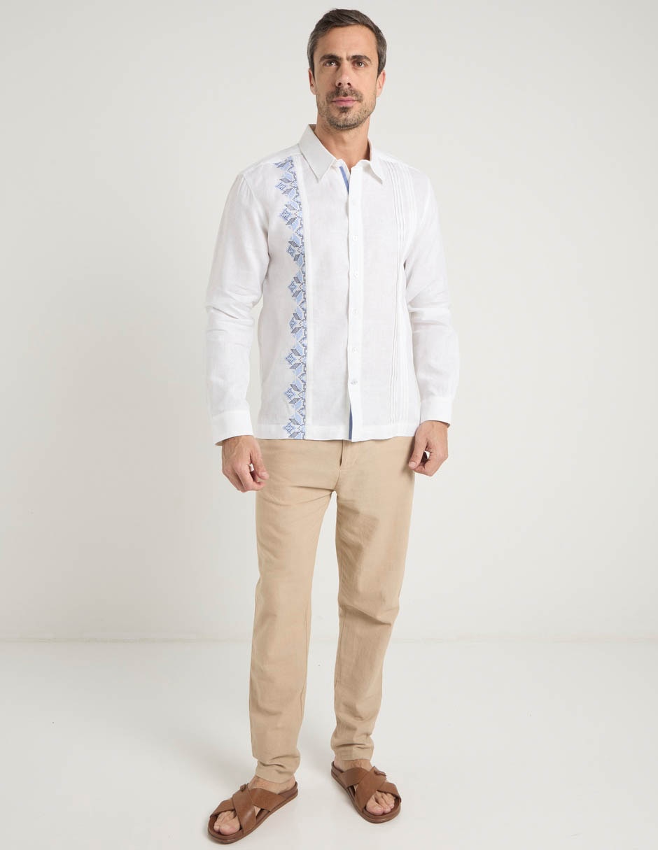 Guayabera manga larga para hombre 8