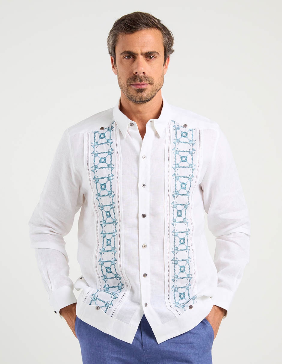 Guayabera manga larga para hombre 1