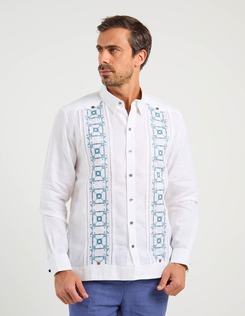 Guayabera manga larga para hombre 7