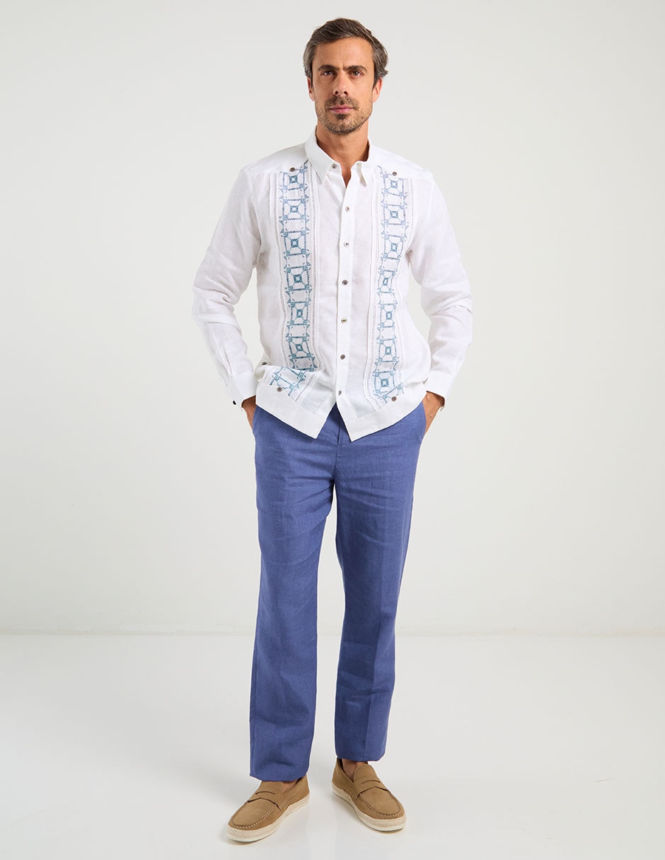 Guayabera manga larga para hombre 8