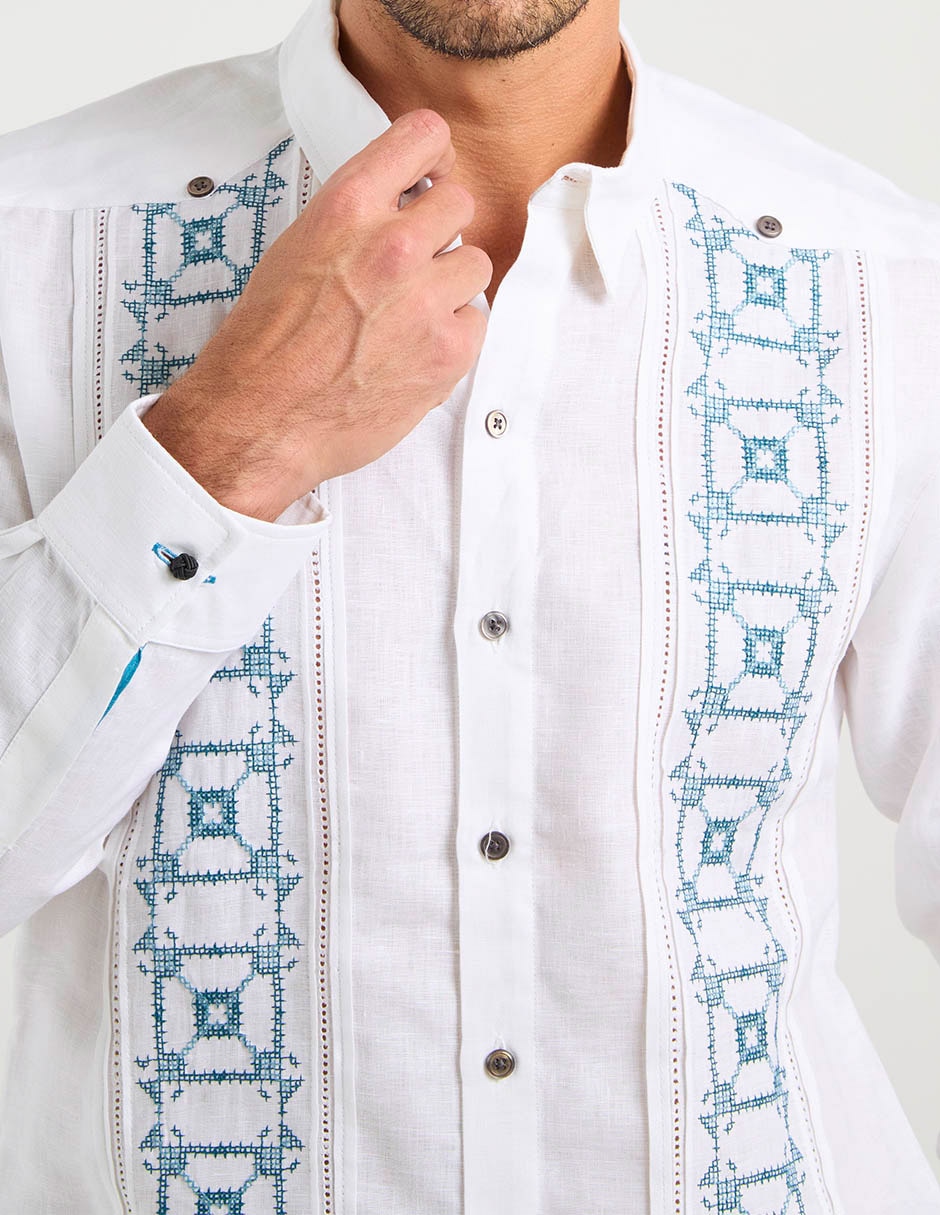 Guayabera manga larga para hombre 9