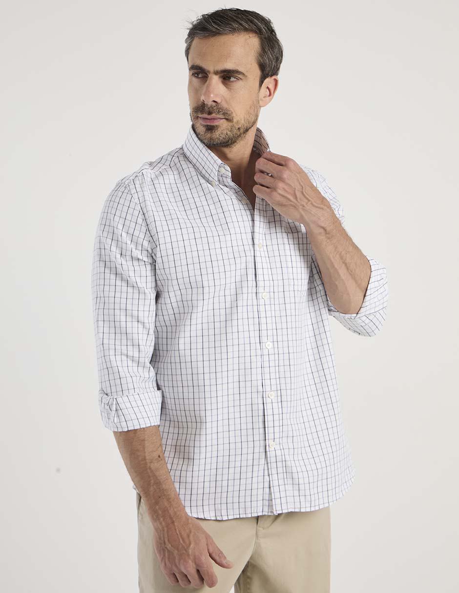 Camisa casual haggar manga larga para hombre