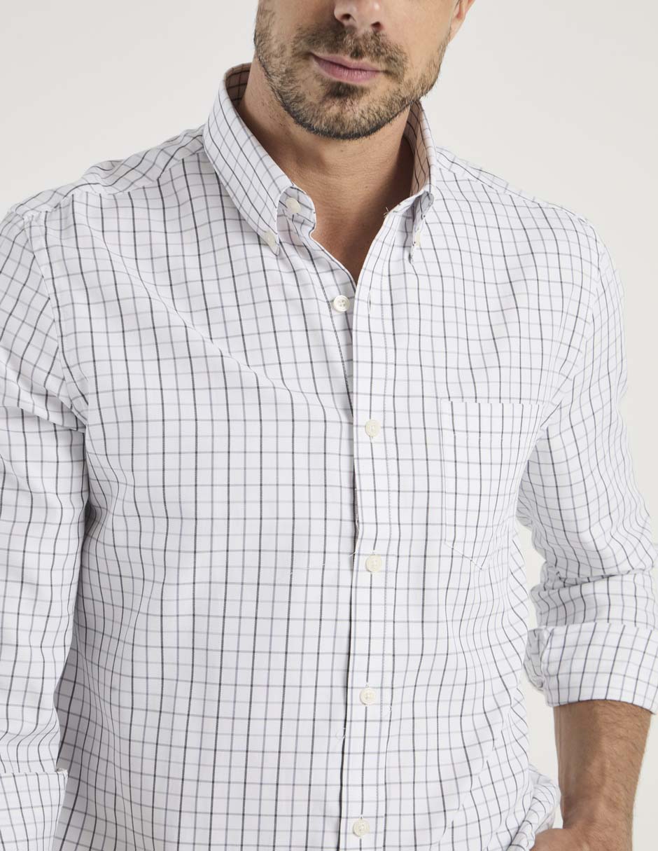 Camisa casual haggar manga larga para hombre