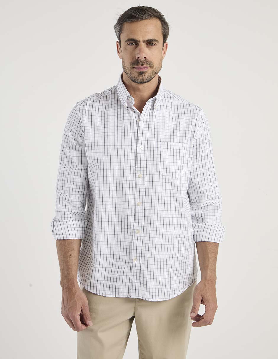 Camisa casual haggar manga larga para hombre