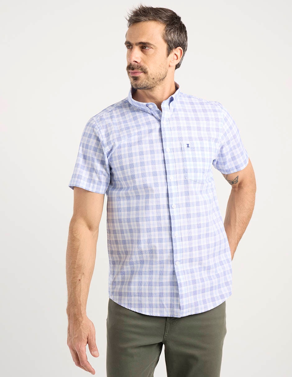 Camisa casual de algodón manga corta para hombre 7