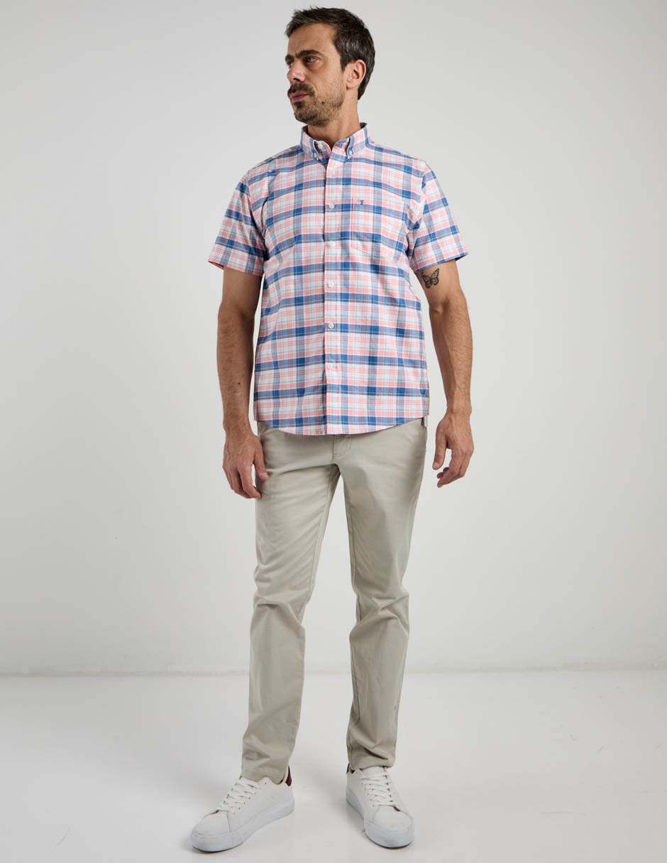Camisa casual Dioro de algodón manga corta para hombre