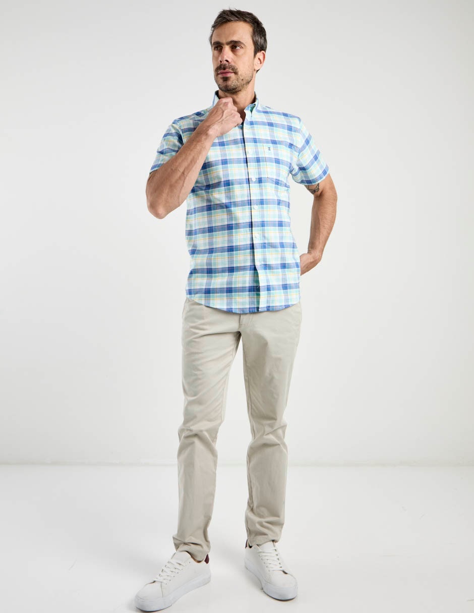 Camisa casual de algodón manga corta para hombre 8