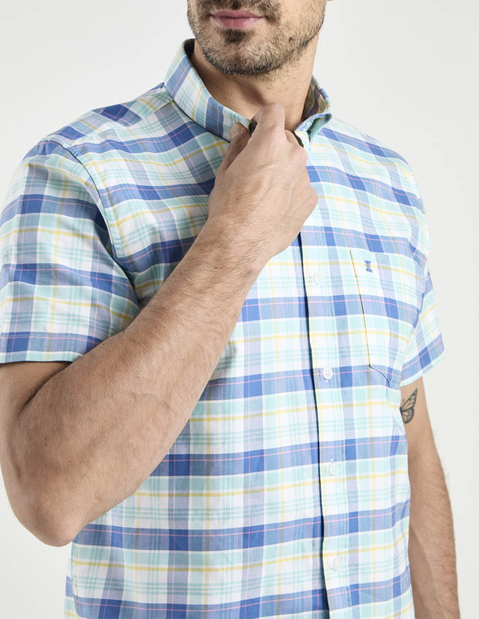 Camisa casual de algodón manga corta para hombre 9