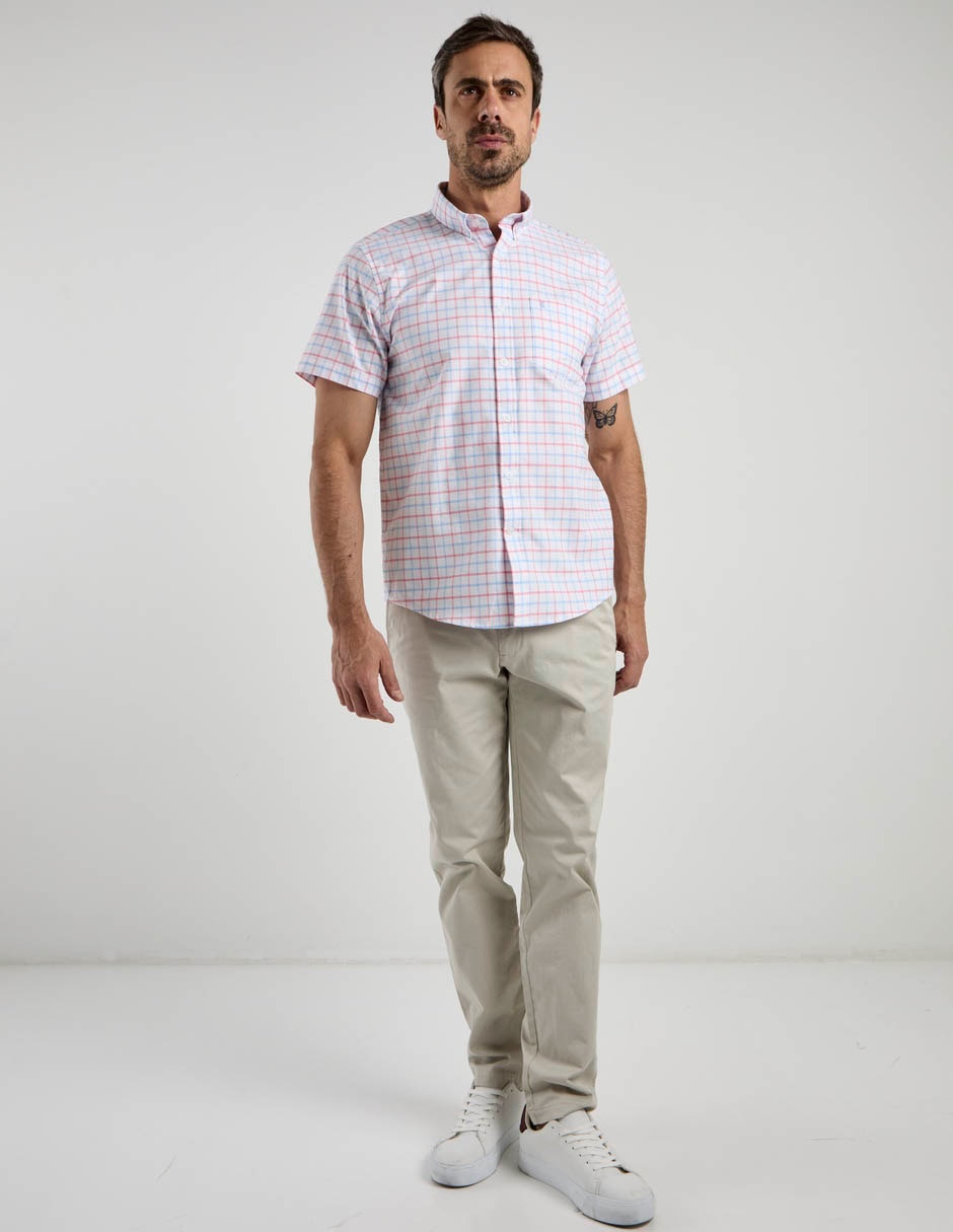 Camisa casual Dioro de algodón manga corta para hombre