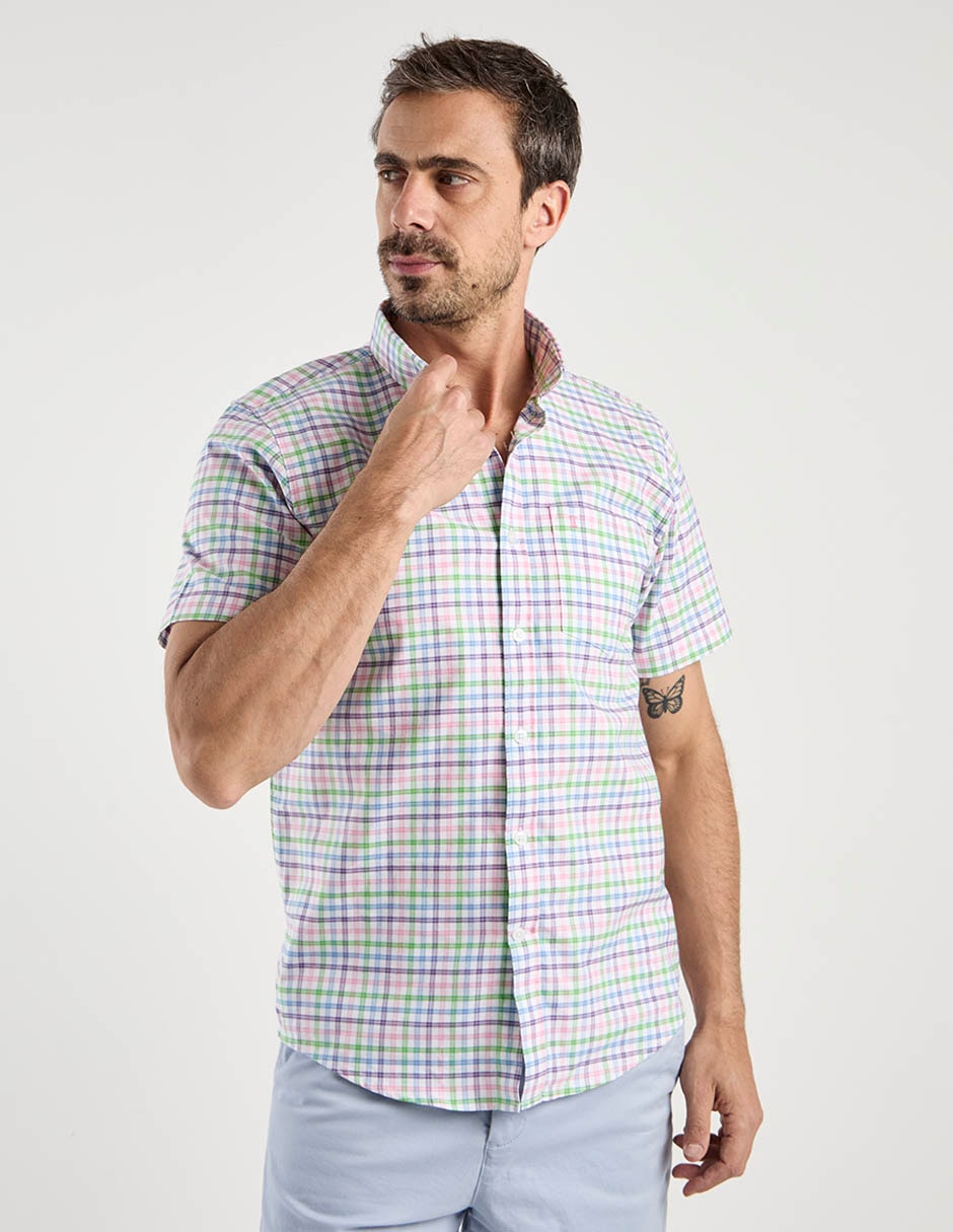 Camisa casual de algodón manga corta para hombre 7