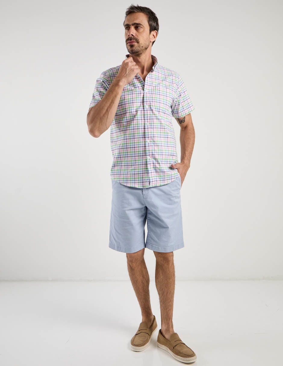 Camisa casual de algodón manga corta para hombre 8