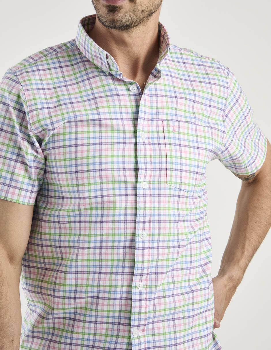 Camisa casual de algodón manga corta para hombre 9