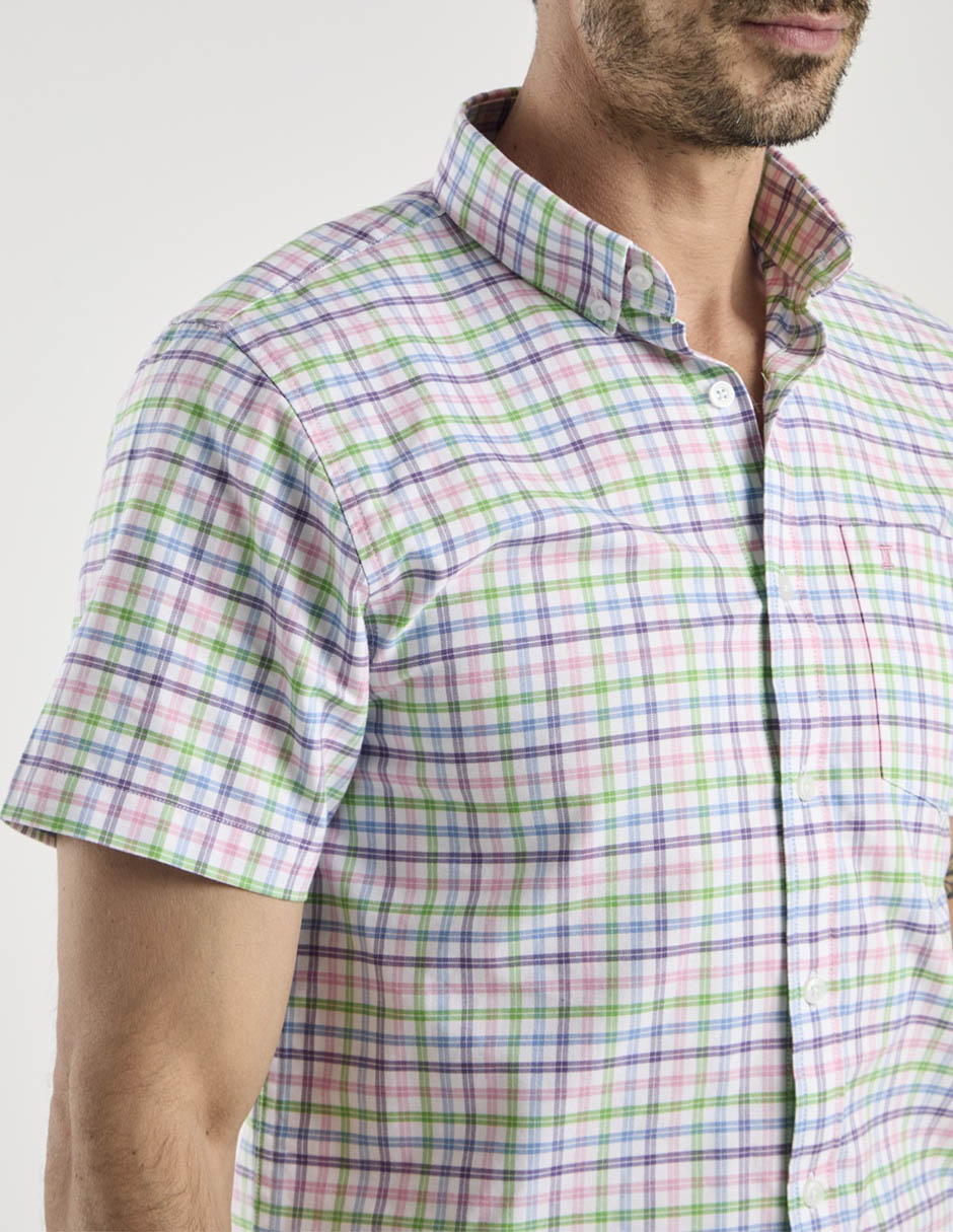 Camisa casual de algodón manga corta para hombre 10