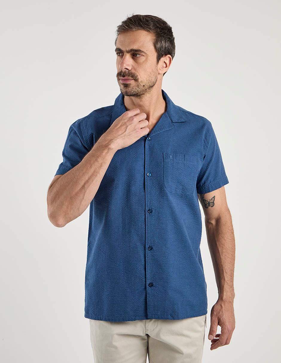 Camisa casual Dioro de algodón manga corta para hombre