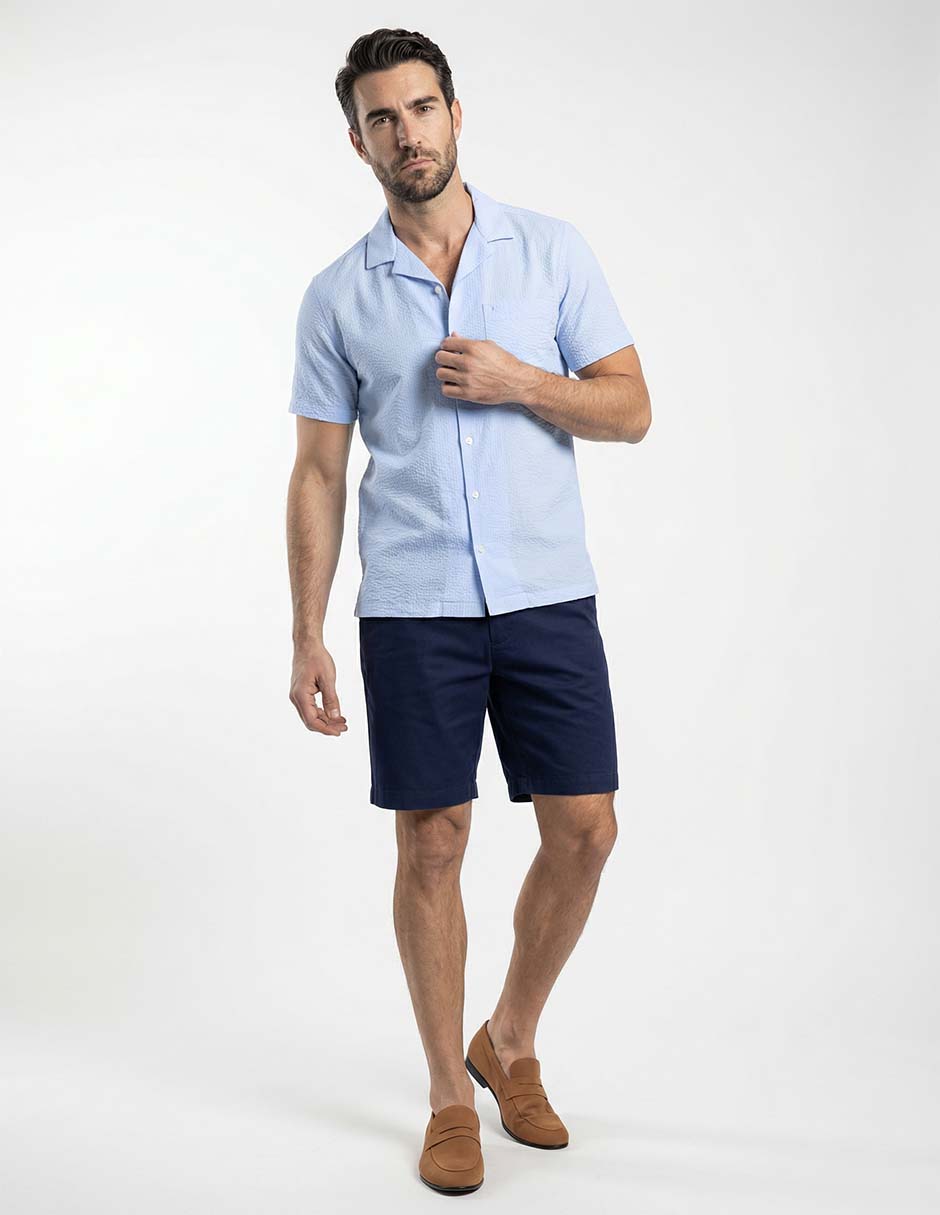 Camisa casual de algodón manga corta para hombre 7