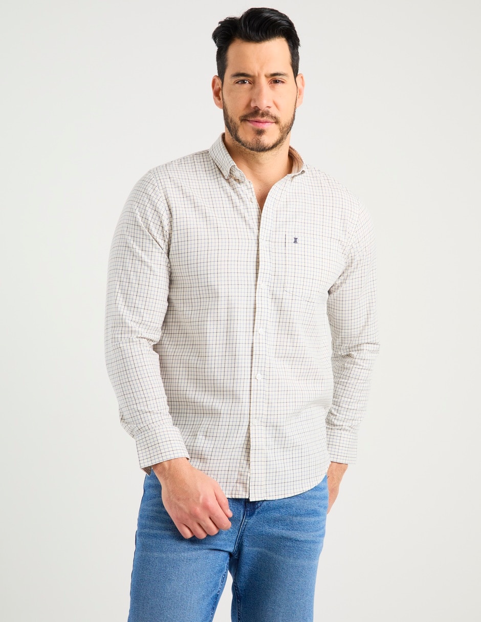 Camisa casual algodón manga larga para hombre 1