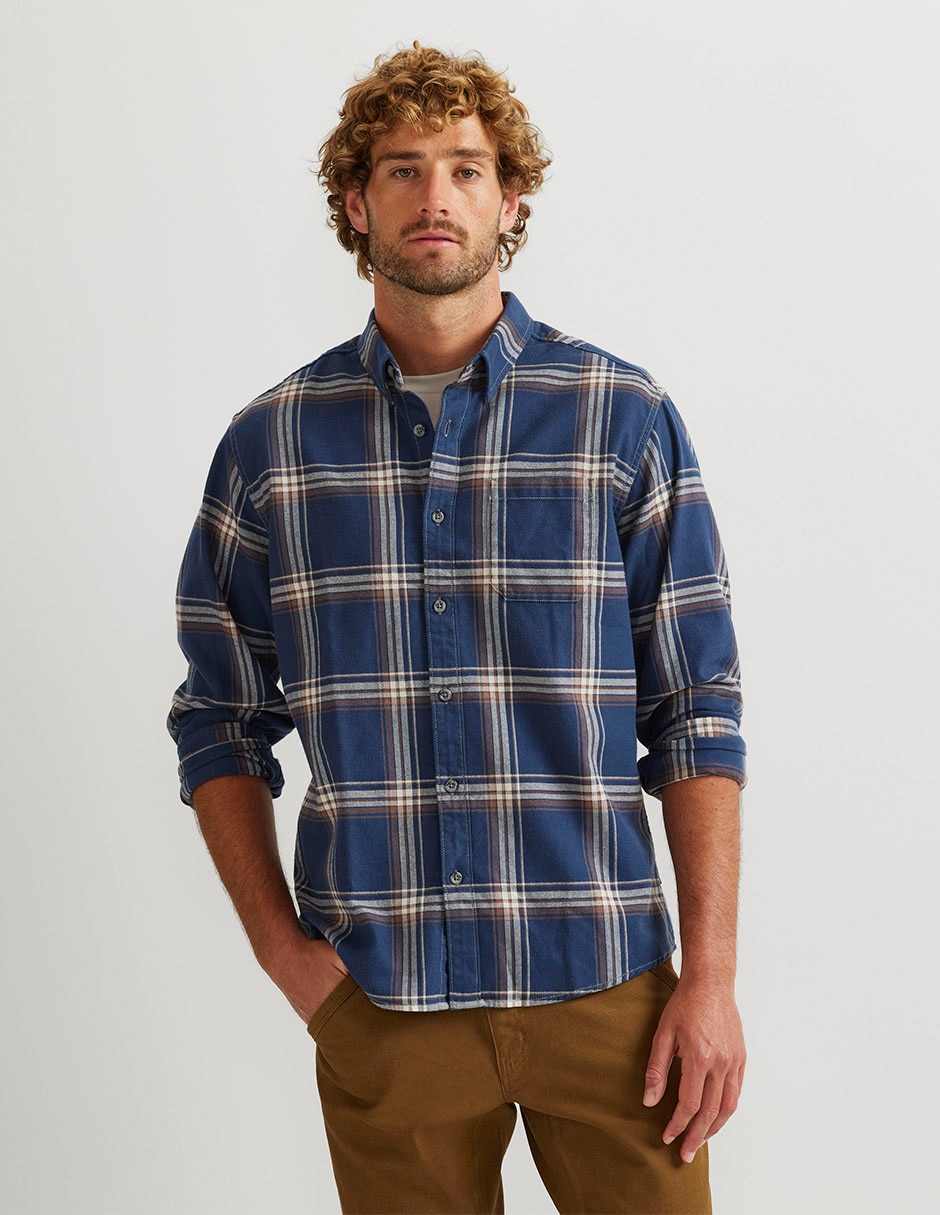 Camisa casual de algodón manga larga para hombre