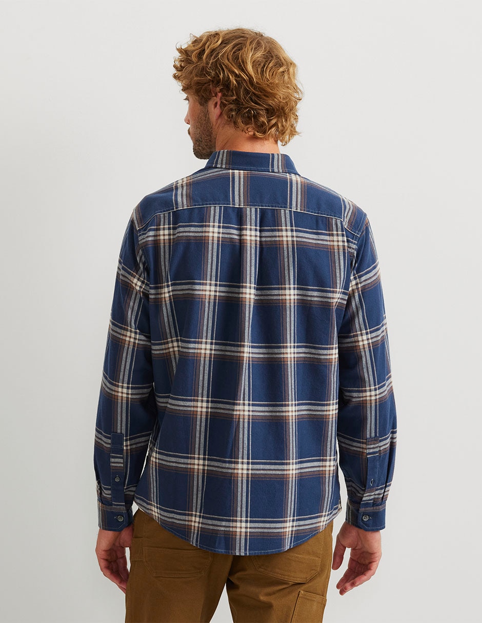 Camisa casual de algodón manga larga para hombre
