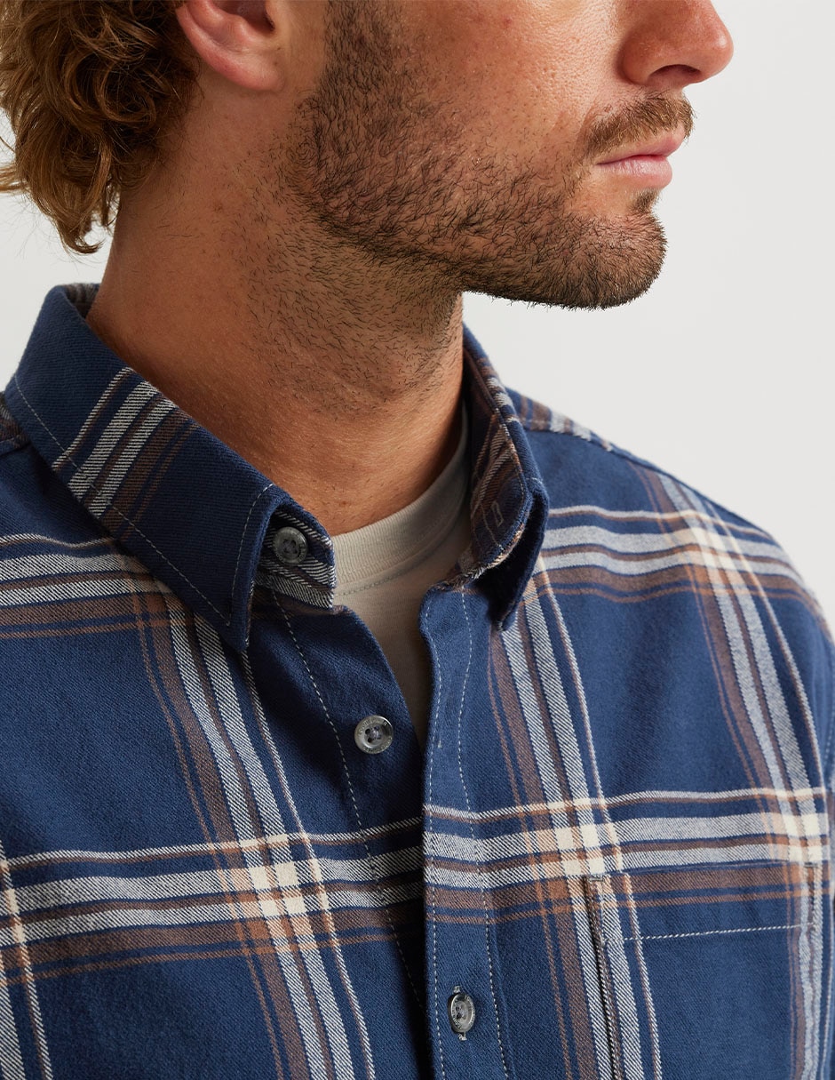 Camisa casual de algodón manga larga para hombre