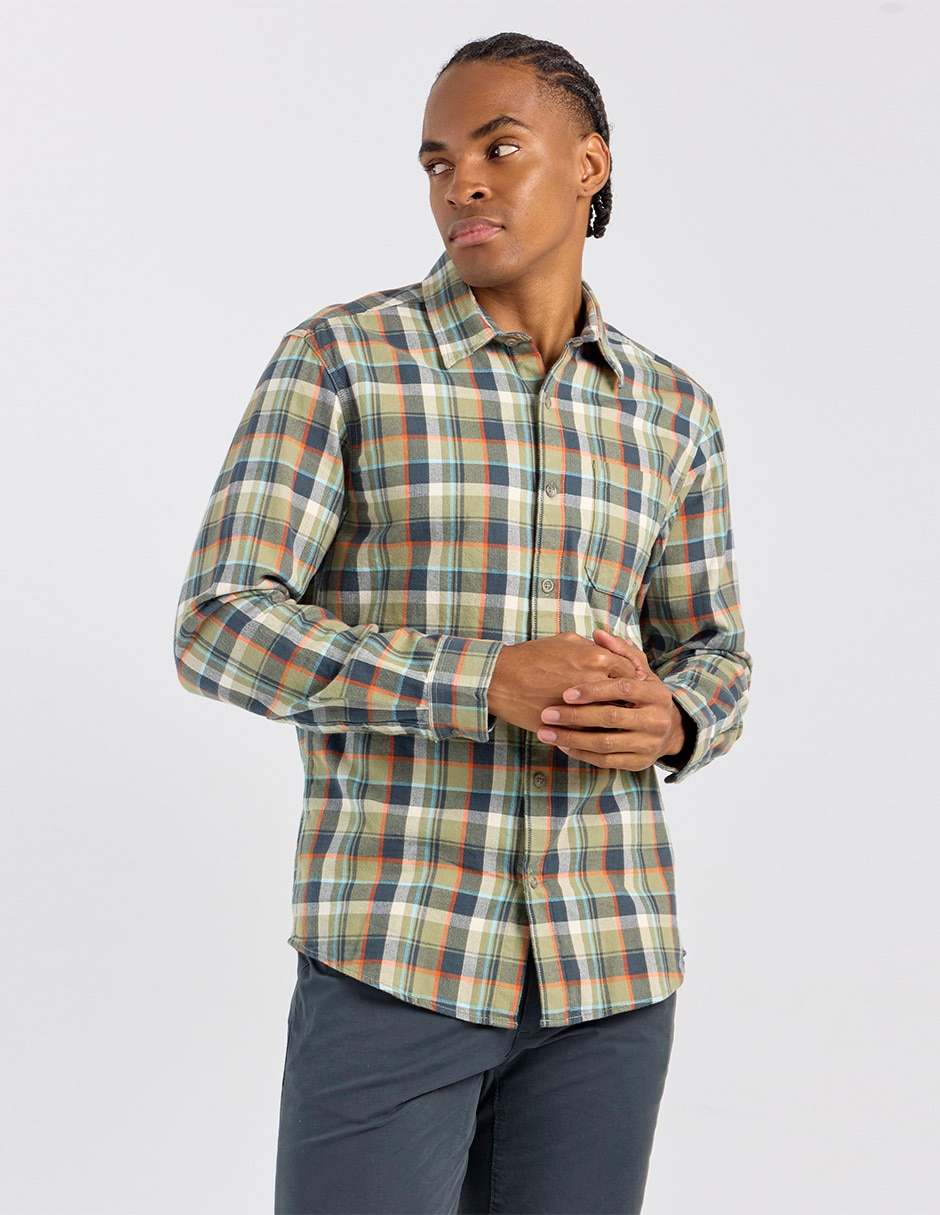 Camisa casual de algodón manga larga para hombre