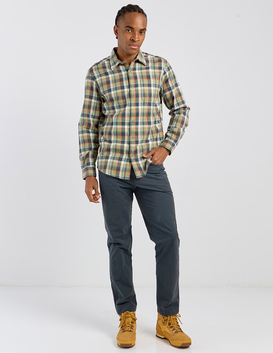 Camisa casual de algodón manga larga para hombre