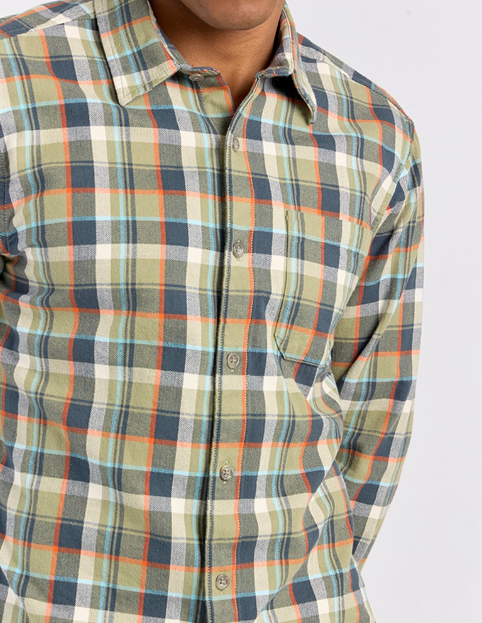 Camisa casual de algodón manga larga para hombre