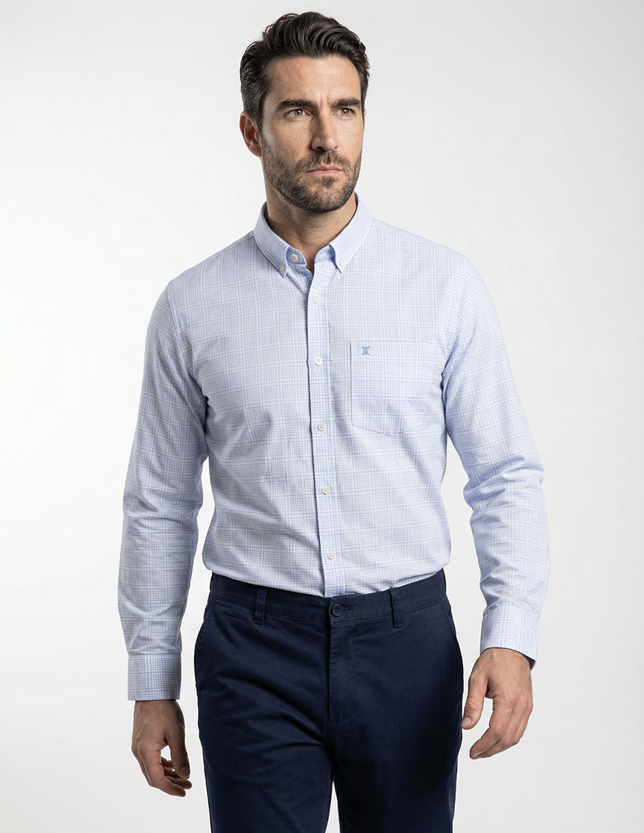 Camisa casual de algodón manga larga para hombre 1