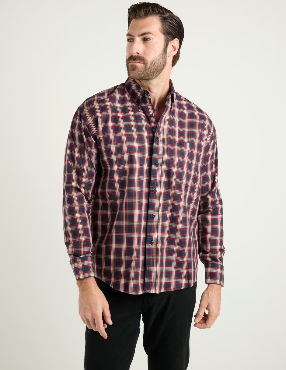 Camisa casual de algodón manga larga para hombre 1