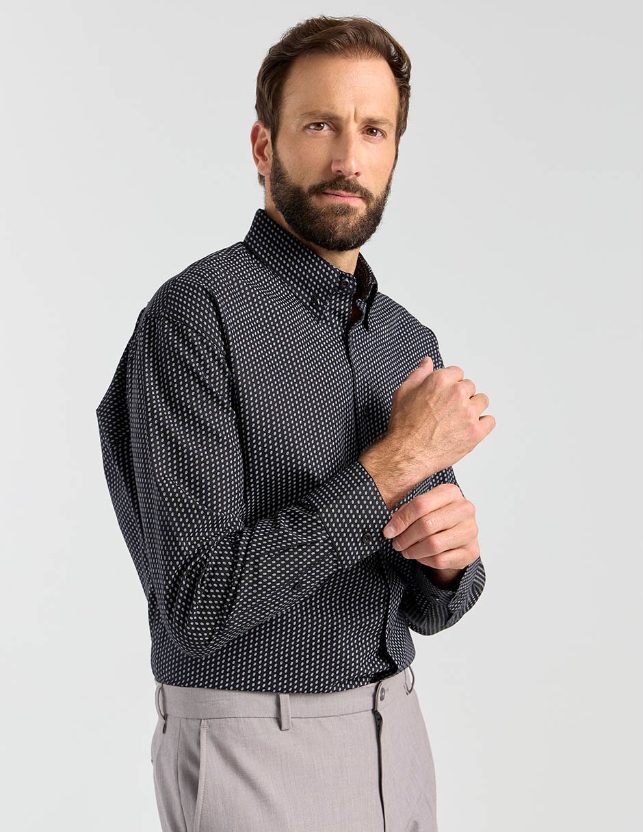 Camisa casual de algodón manga larga para hombre 1