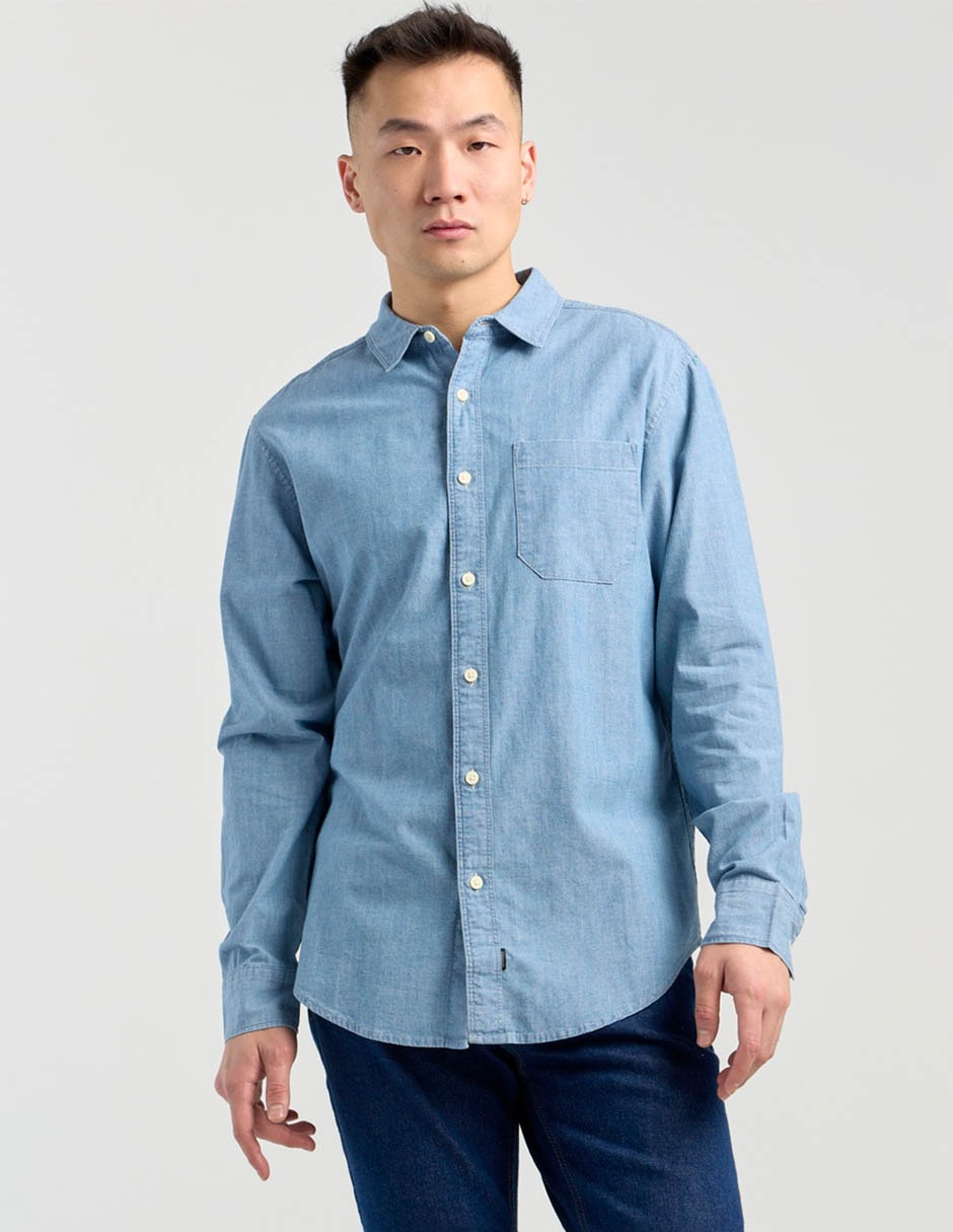 Camisa casual de algodón manga larga para hombre Camisa casual de algodón manga larga para hombre