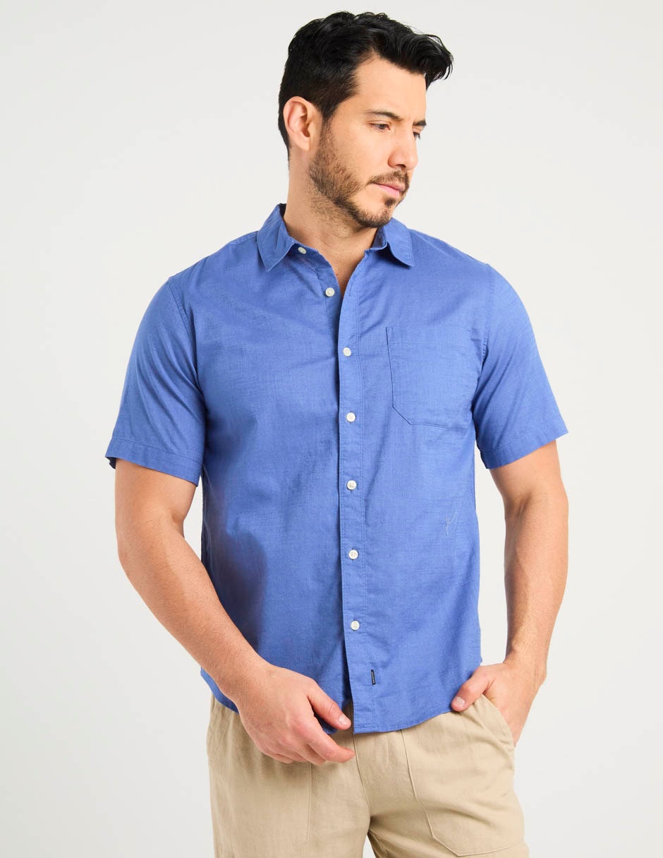 Camisa casual de algodón manga al codo para hombre Camisa casual de algodón manga al codo para hombre