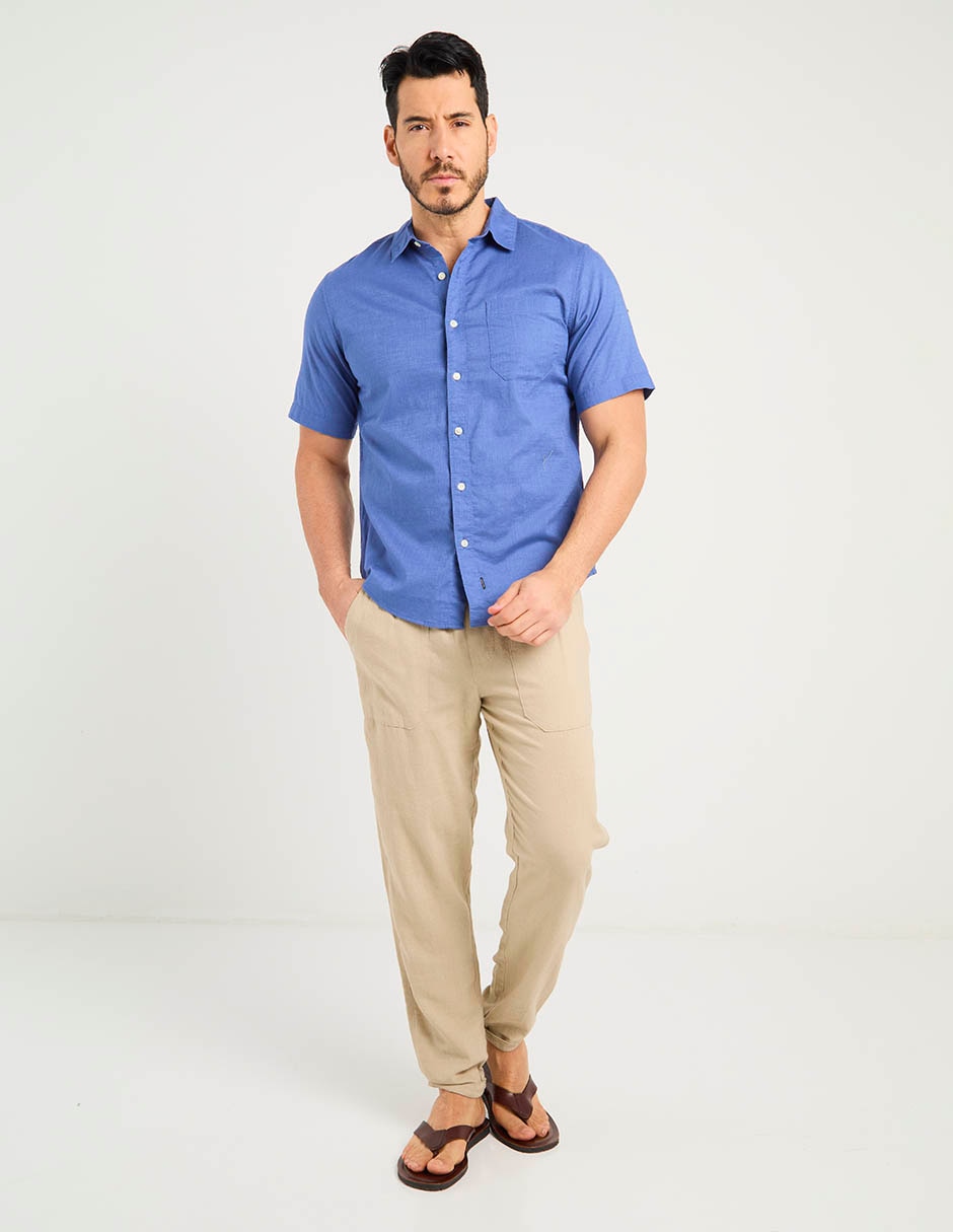 Camisa casual Dockers de algodón manga al codo para hombre