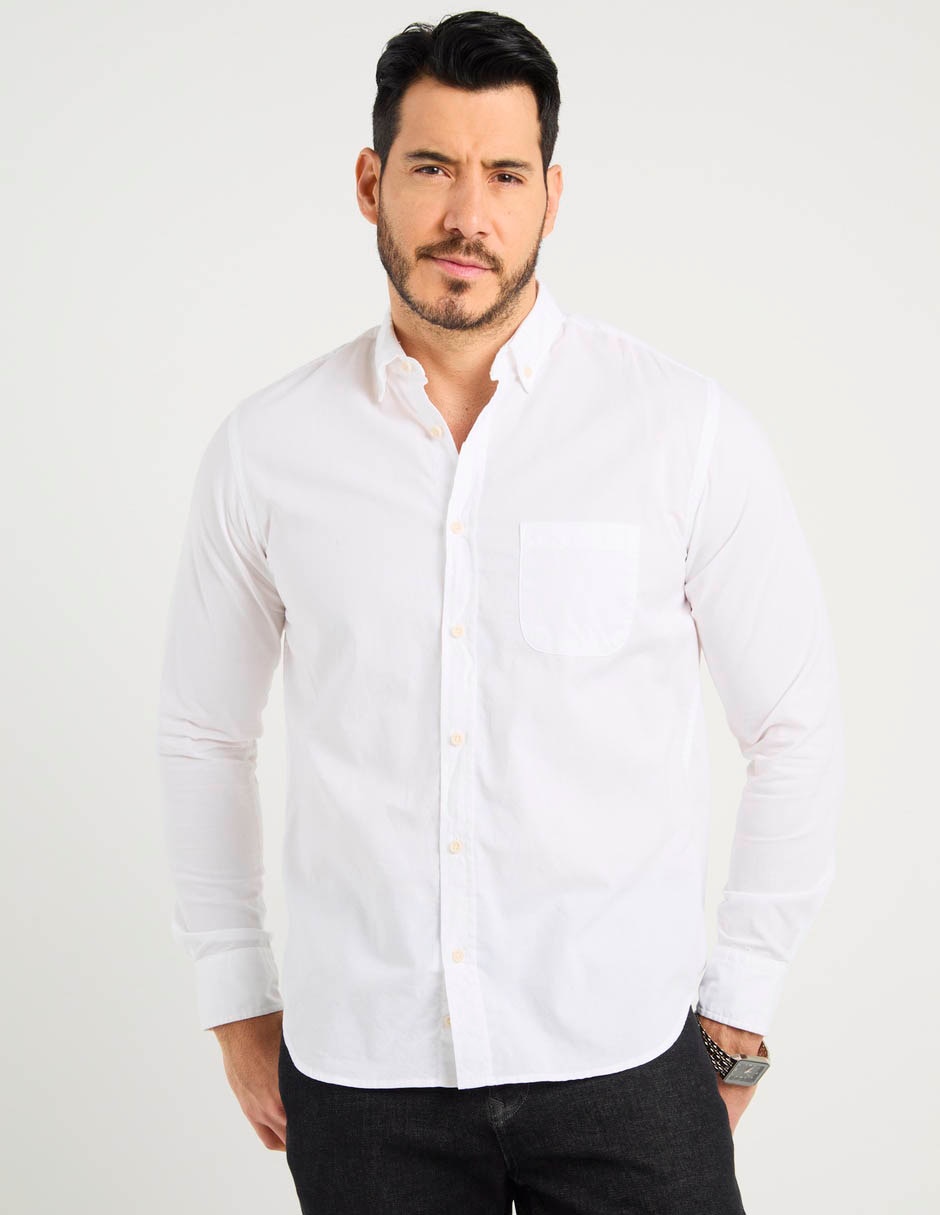 Camisa casual de algodón manga larga para hombre