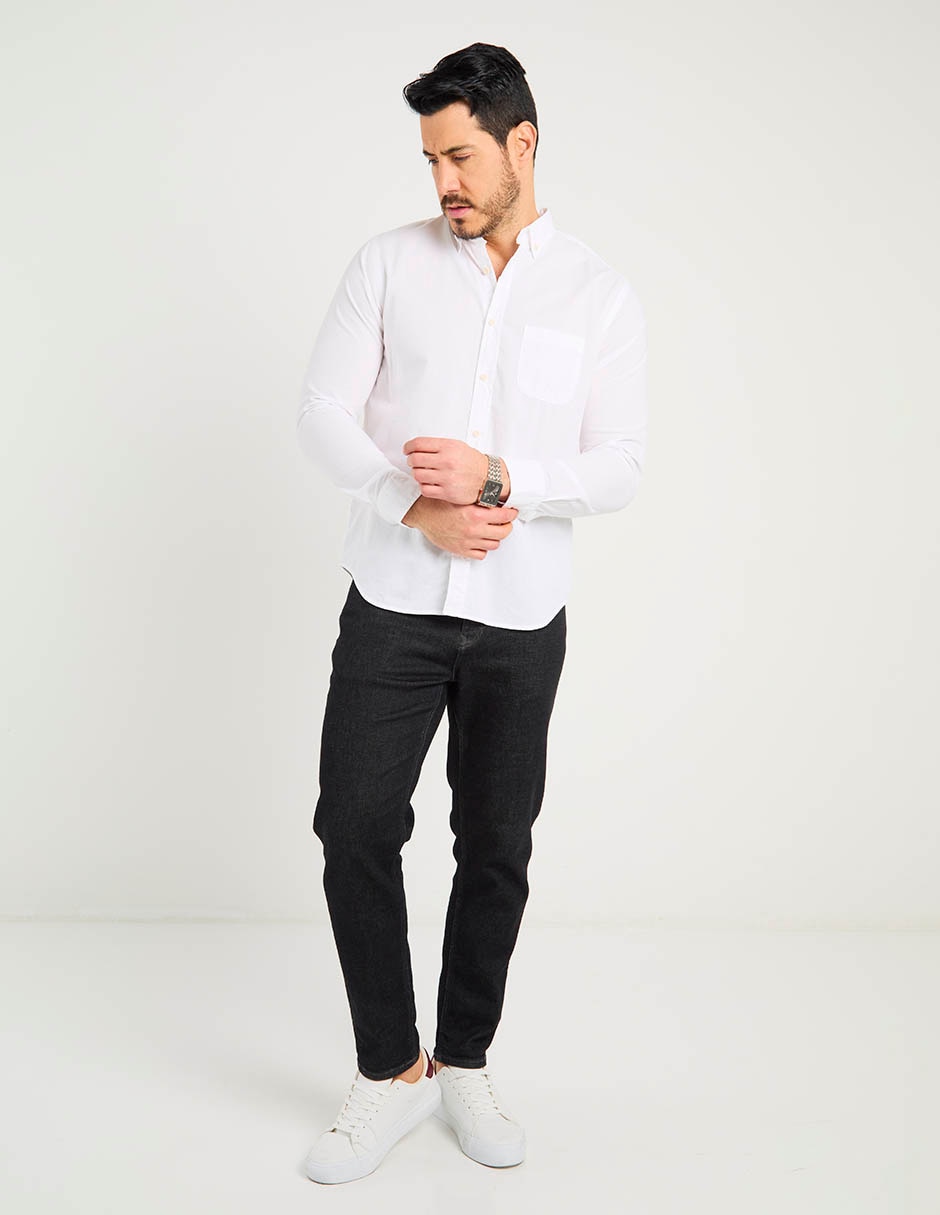 Camisa casual de algodón manga larga para hombre
