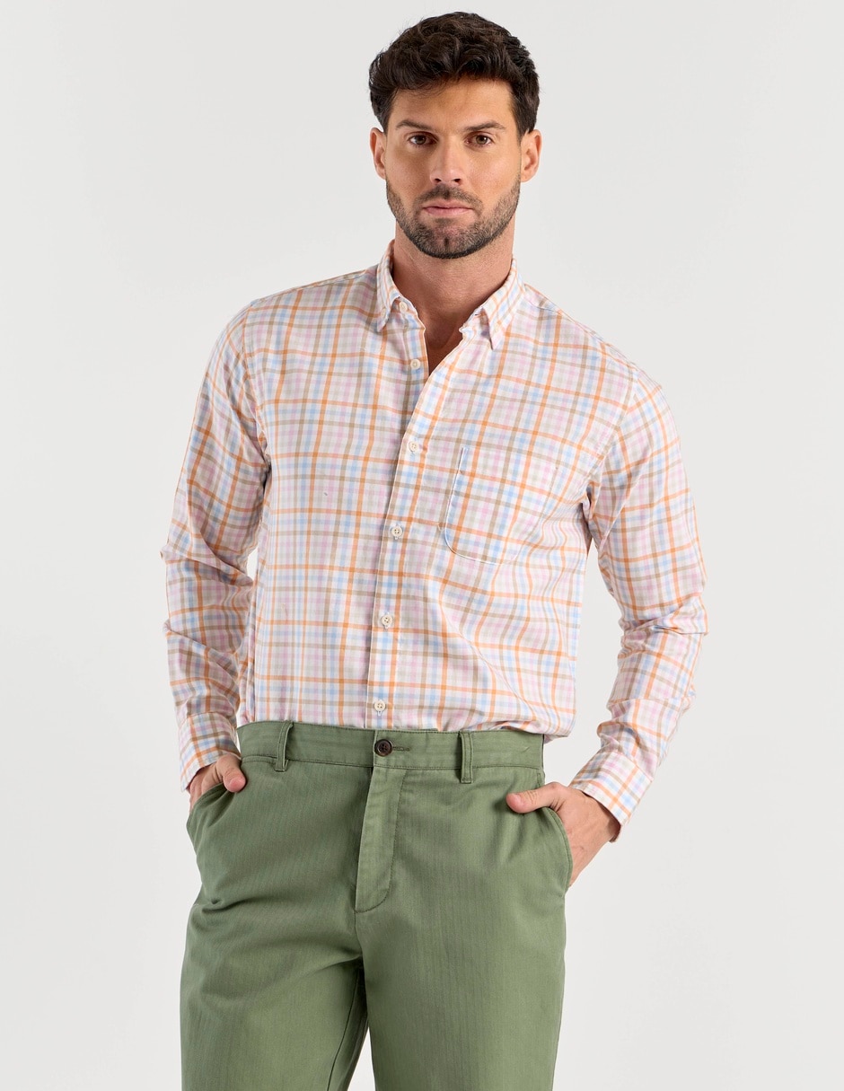 Camisa casual Polosur de algodón manga larga para hombre