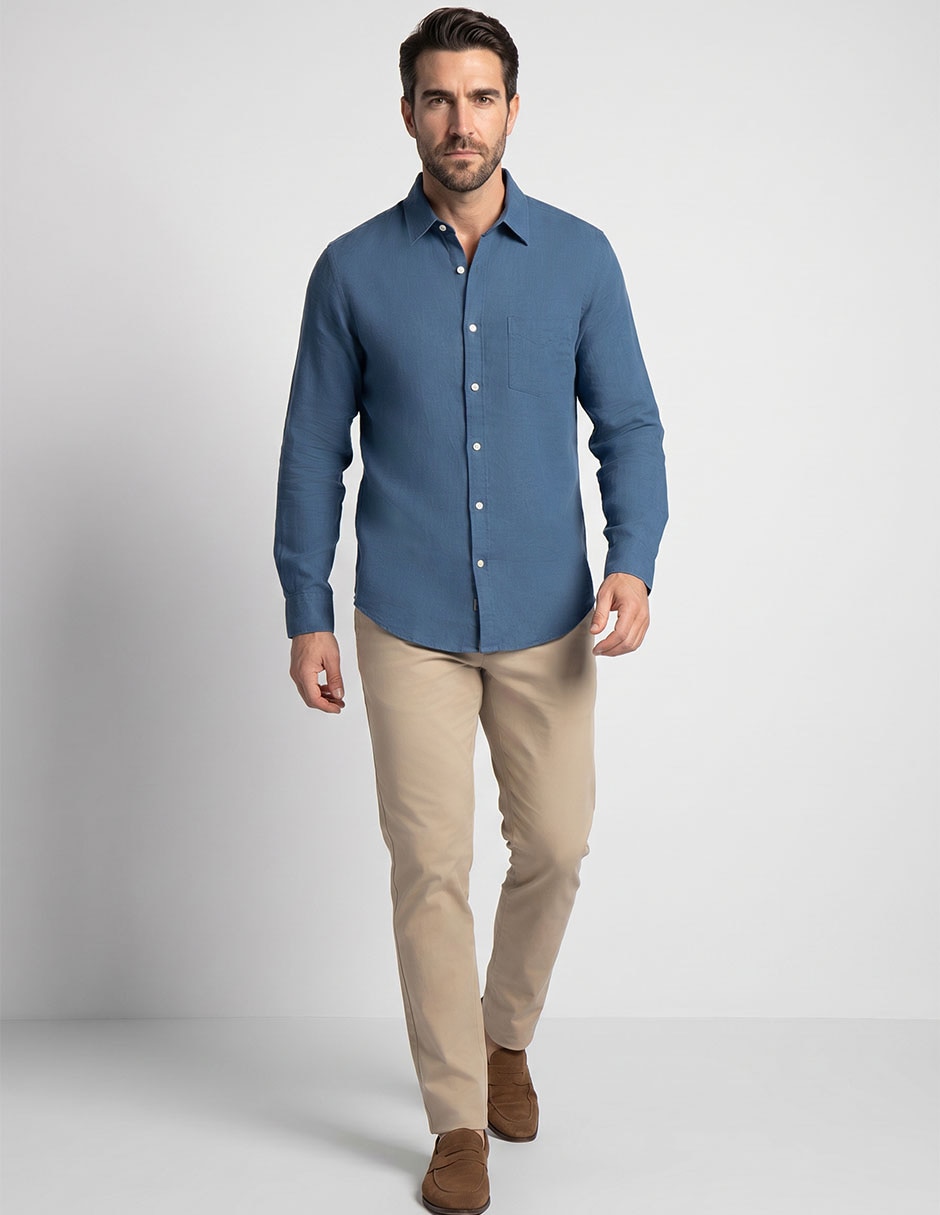 "camisa/sobrecamisa" casual "de" (si aplica) algodón "manga" larga "para hombre" 3